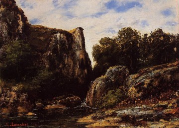 山 Painting - ジュラの風景にある滝 ギュスターヴ・クールベ山